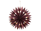 Madam stoltz, Veneer, Papir stjerne m. 15 LED lys, Bordeaux, Papir, Dia:50 cm