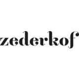 Ordet zederkof er skrevet med fede, sorte, små bogstaver på en hvid baggrund.