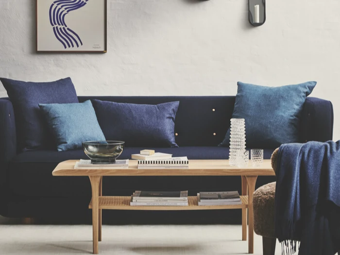 Silkeborg Uldspinderi, Cusco, Pude, Denim Blue, 100% Baby Alpaca, L:40 x B:40 cm