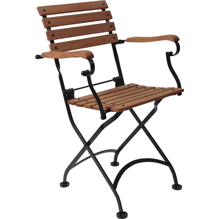 Bordeaux klapstol med armlæn - teak/hvid fra Zederkof.dk