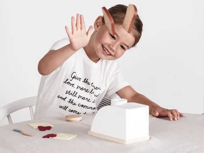 Kids Concept, Brødrister m. tilbehør, Hvid, Krydsfinér, Bøg, Polyester, L:20,5 x B:10,5 x H:10,5 cm