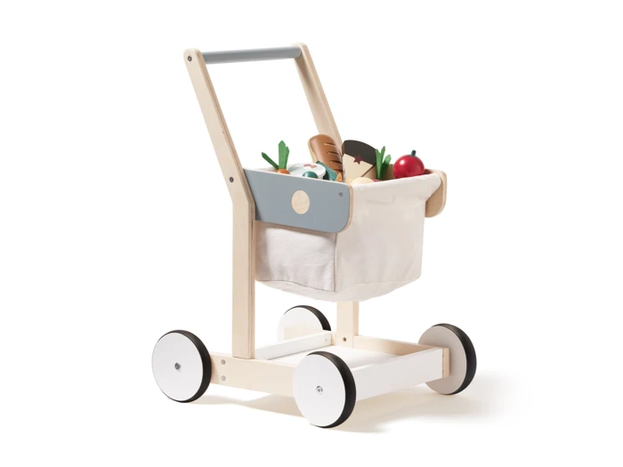 Kids Concept, Trolley, Grå, Natur, Poppeltræ, MDF, Bomuld,  L:36 x B:29,7 x H:51 cm