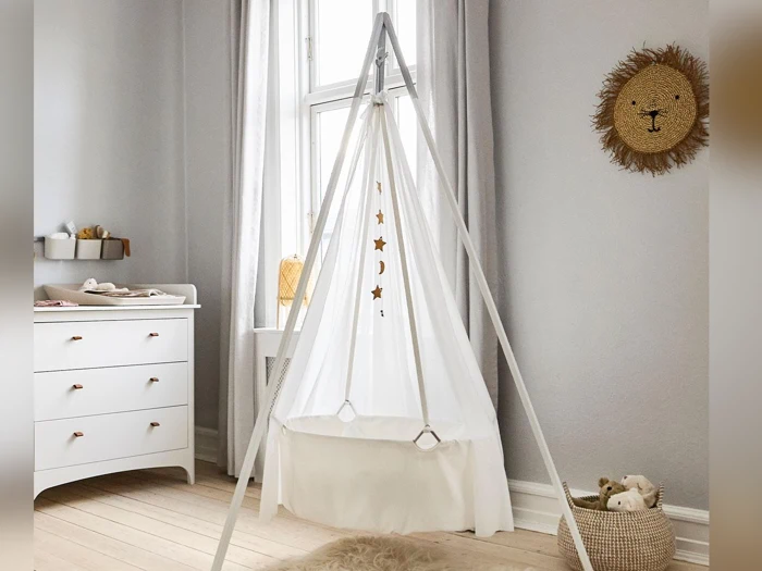 Leander, Stativ t. Classic vugge, Hvid, Aluminium, H:197 (240-274 cm) B:120 x D:120 cm