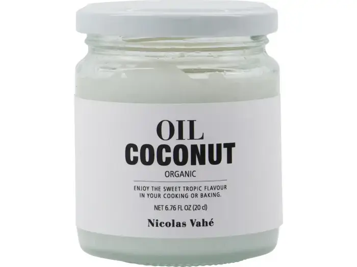Karamel sirup 100 ml. og økologisk coconut oil 20 cl. fra Nicolas Vahé