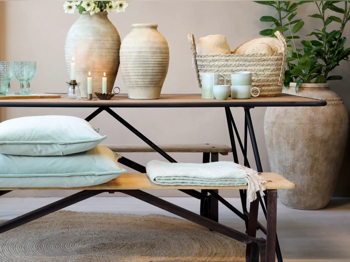 Chic Antique, Kurve, Creme, Verte, Søgræs, Majsreb, Sæt af 3 stk. H19/L32/B22 cm, H21/L40/B27 cm