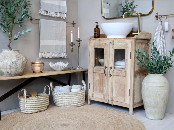 Chic Antique, Kurve, Creme, Verte, Søgræs, Majsreb, Sæt af 3 stk. H19/L32/B22 cm, H21/L40/B27 cm