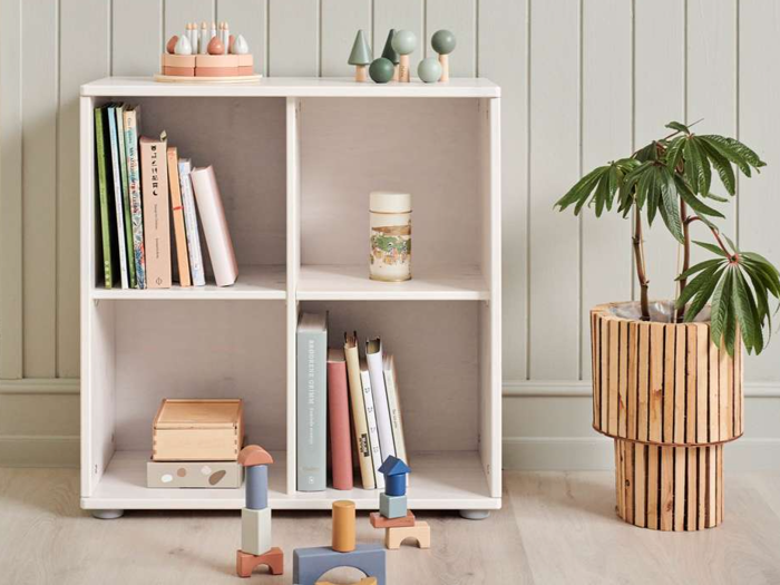 FLEXA, Romie, Bogkasse, 4 rum, Hvid, Natur, MDF, B:72 x H:74,5 x Dyb:35,2 cm