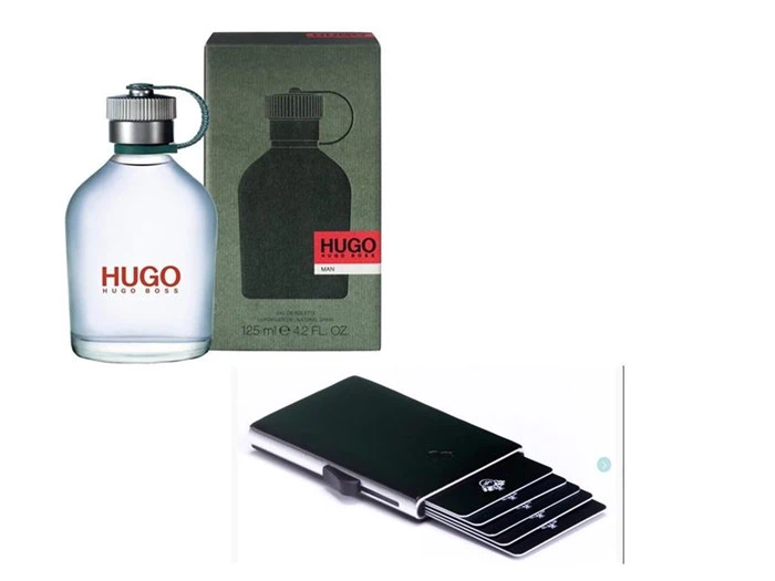 Cab Secure kortholder i sort skind til 6 kort + Hugo Boss  Man 125m