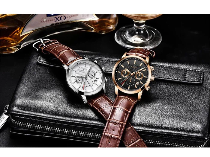 Designerur med læderrem