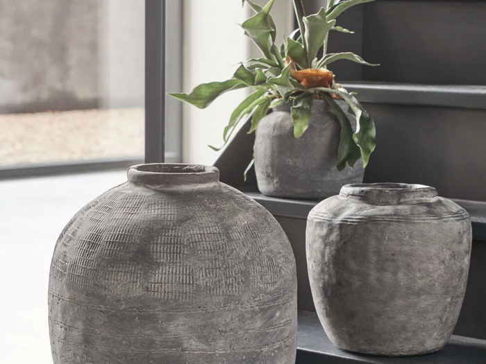 House Doctor, Rustik, Vase, Grå, Beton, H:31 x Dia:27 cm