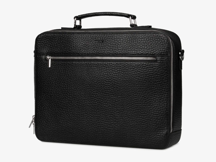 Flores computertaske m. lomme til laptop, op til 16" i sort læder fra Treats