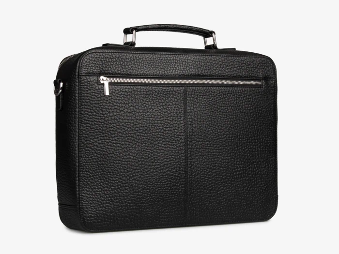 Flores computertaske m. lomme til laptop, op til 16" i sort læder fra Treats