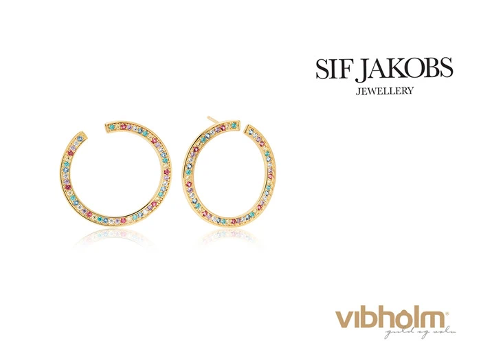 Sif Jakobs – Valiano Circolo Grande øreringe i forgyldt sterlingsølv fra Vibholm Guld og Sølv