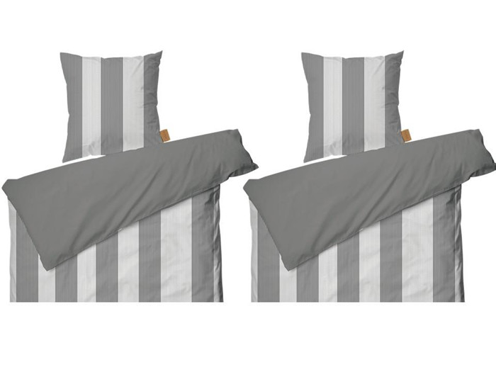 Juna Sengetøj Folded Stripes i grå, 140 x 200 cm - 2 sæt