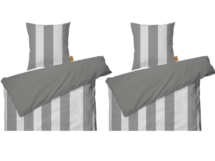 Juna Sengetøj Folded Stripes i grå, 140 x 220 cm - 2 sæt