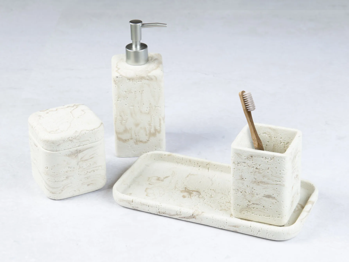 Holmen, Linus, Boks m. låg, Beige, Polyresin, L:9 x B:9 x H:10 cm