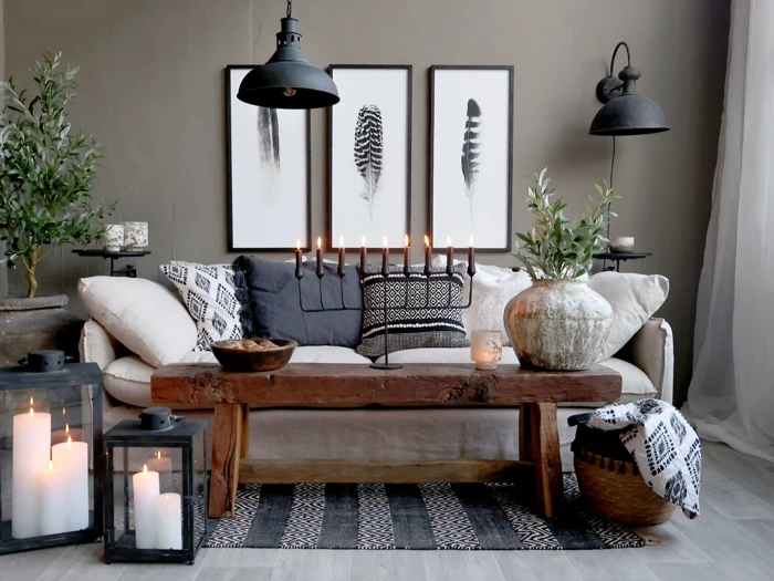 Chic Antique, Bord til væg, Kul, Jern, Grantræ, H:40,5 x Ø:30 cm