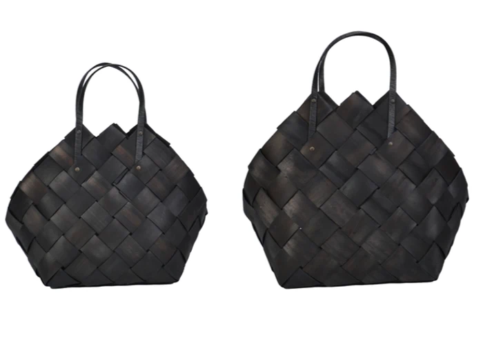 Holmen, Margrete, Kurve, Sort, Træ, Sæt af 2 stk., H:50xB:30xL:40cm, H:58xB:36xL:50 cm