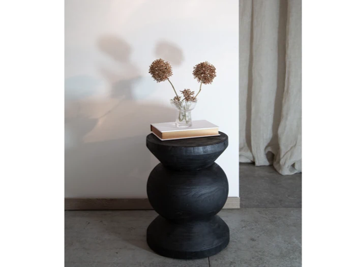 HOLMEN, Noas, Skammel, Sort, Paulowniatræ, Ø:32 x H:40 cm