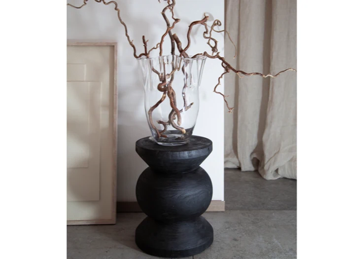 HOLMEN, Noas, Skammel, Sort, Paulowniatræ, Ø:32 x H:40 cm