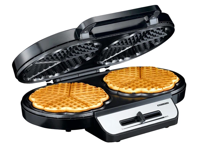 Vaffeljern, 1200 watt m. justerbar temperatur.