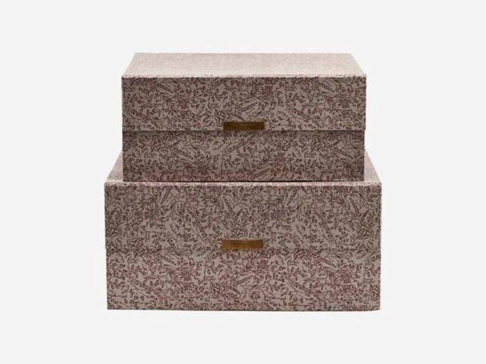 2 stk. Floral opbevaringskasser I grå fra House Doctor