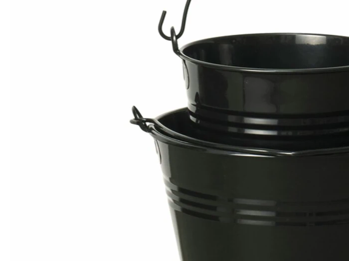 Lauvring, Alvin, Spande m. hank, Sort, Metal, Sæt af 2 stk., Dia:22xH:16 x Dia:25xH:16 cm