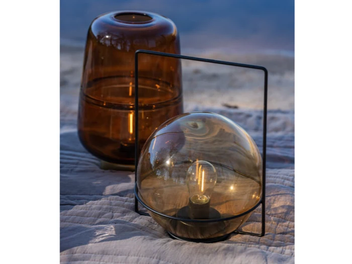 Lauvring, Spotty, Lampe m. LED & timer, Sort, Smoke, Jern, Glas, Dia:18 x H:26,5 cm