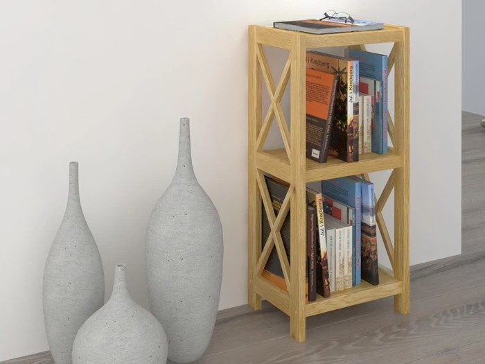 DANSK DESIGNET SMAL REOL MED 3 HYLDER I MASSIV EGETRÆ