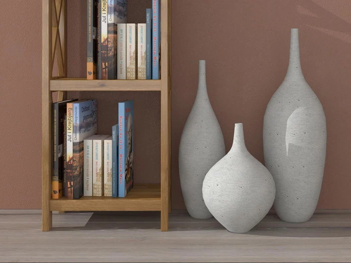 DANSK DESIGNET SMAL REOL MED 6 HYLDER I MASSIV EGETRÆ