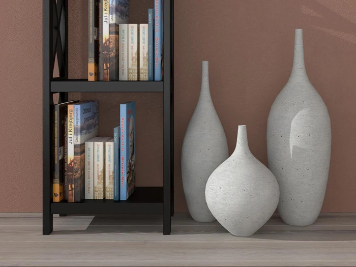 DANSK DESIGNET SMAL REOL MED 5 HYLDER I MASSIV EGETRÆ