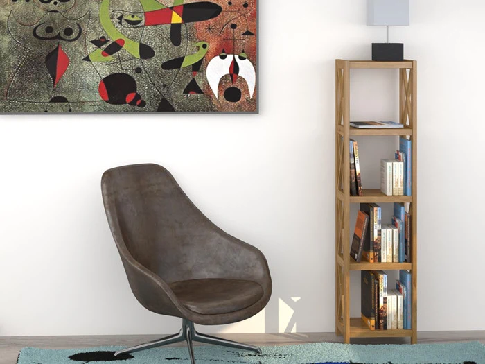 DANSK DESIGNET SMAL REOL MED 5 HYLDER I MASSIV EGETRÆ