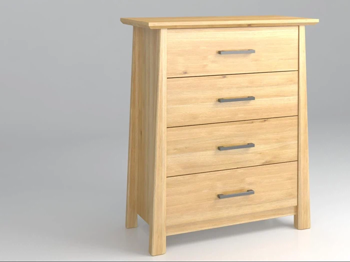 DANSK DESIGNET KOMMODE MED 4 SKUFFER I MASSIV EGETRÆ