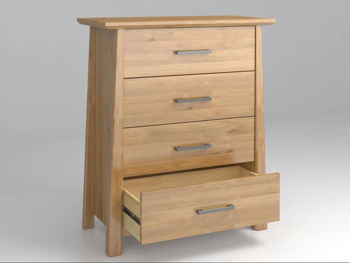 DANSK DESIGNET EGETRÆS KOMMODE MED 4 SKUFFER