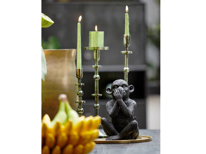 Light & Living, YAIRA, Lysestage, Nickel grøn antique, Jern, Ø:14,5 x H:46 cm