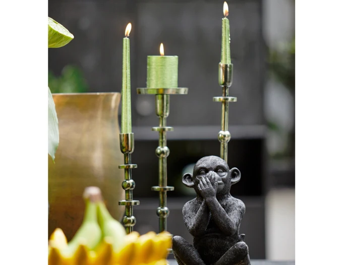 Light & Living, YAIRA, Lysestage, Nickel grøn antique, Jern, Ø:12 x H:40 cm