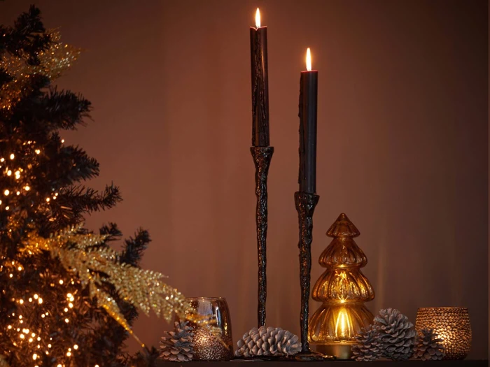 Light & Living, SOLAMAZA, Lysestage, Mørk bronze, Jern, Ø:11 x H:30,5 cm