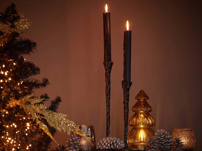 Light & Living, SOLAMAZA, Lysestage, Mørk bronze, Jern, Ø:9 x H:16 cm