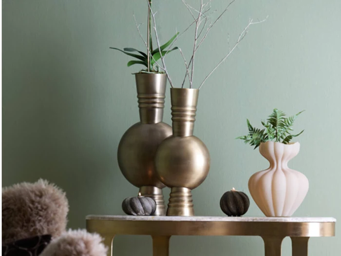 Light & Living, CAVALLA, Lysestage, Mørk brun, Keramik, Ø:15 x H:7,5 cm