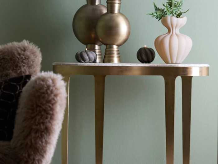 Light & Living, CAVALLA, Lysestage, Mørk brun, Keramik, Ø:12,5 x H:10 cm