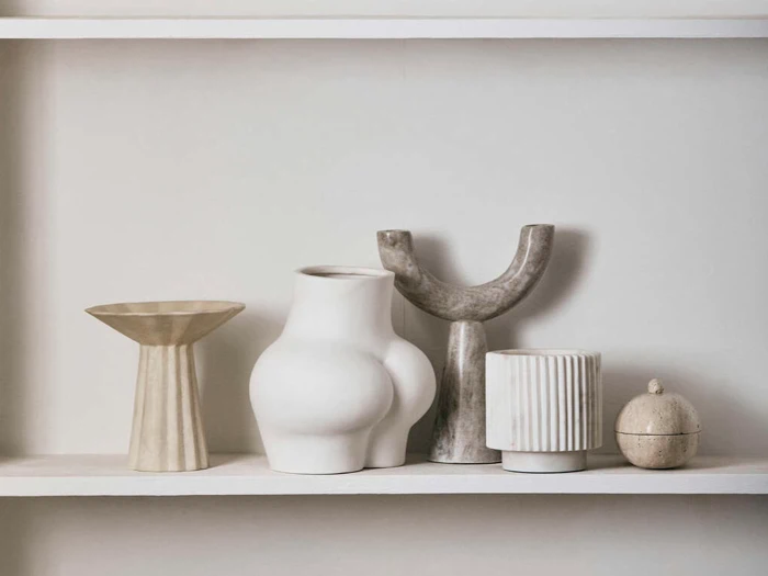 Nordal, Sitra, Krukke, Ivory, Travertine, H:8 x B:8 x L:18 cm