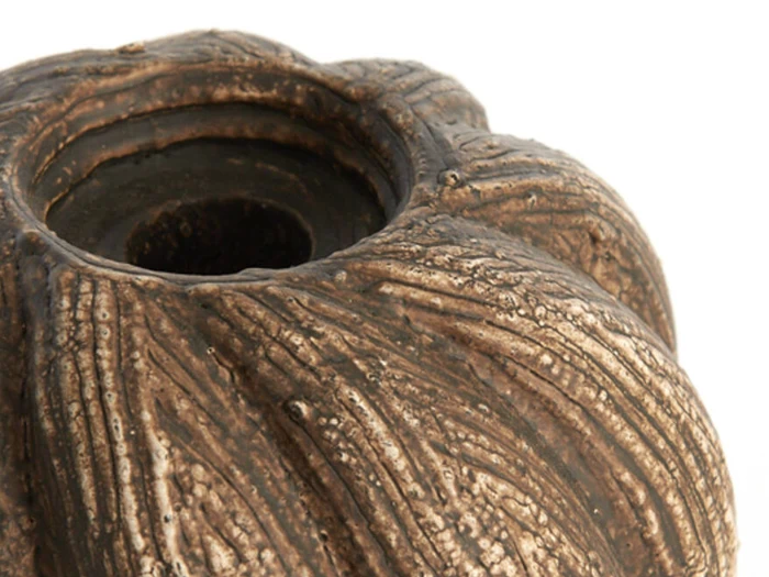 Light & Living, CAVALLA, Lysestage, Mørk brun, Keramik, Ø:12,5 x H:10 cm