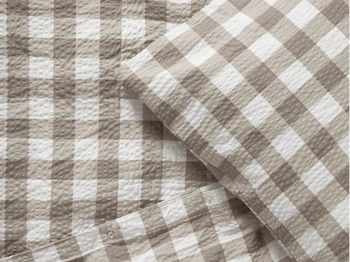 Compliments, Square, Sengesæt, Taupe, Bomuld, Dyne: B:140 x L:220 Pude:  B:50 x L:70 cm