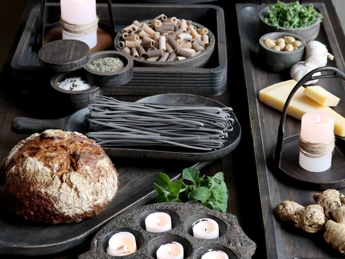 Chic Antique, Tours, Fad m. håndtag, Kul, Mangotræ, L:38 x B:15 cm