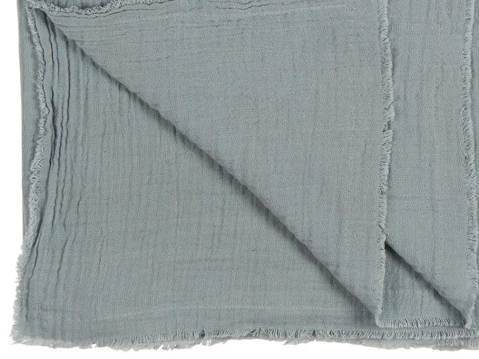 Ib Laursen, Sengetæppe, Støvblå, Dobbeltvævet Bomuld, B:240 x L:240 cm