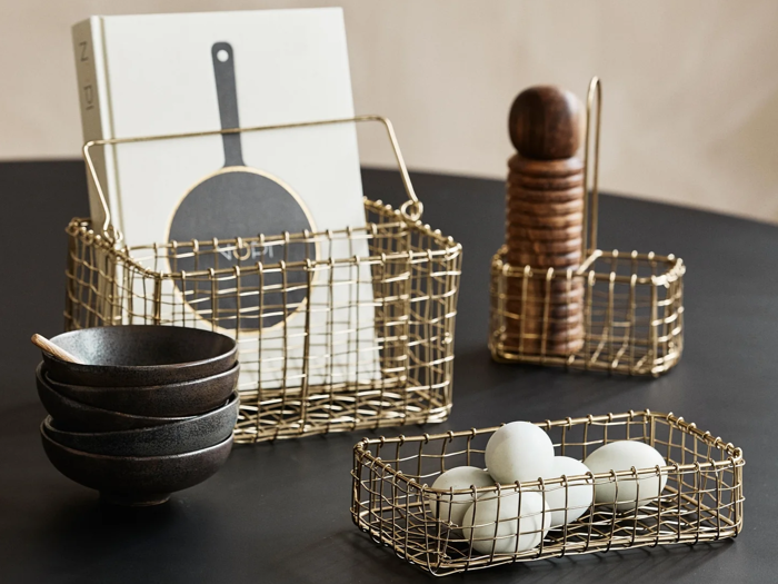 Nordal, NAVITI, Opbevaringskurv, Guld, Jern, B:12 x L:24,5 x H:5,5 cm
