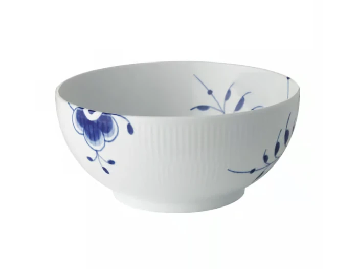 Royal Copenhagen Blå Mega Riflet Skål Ø 21 cm – Porcelæn – Koboltblå/hvid