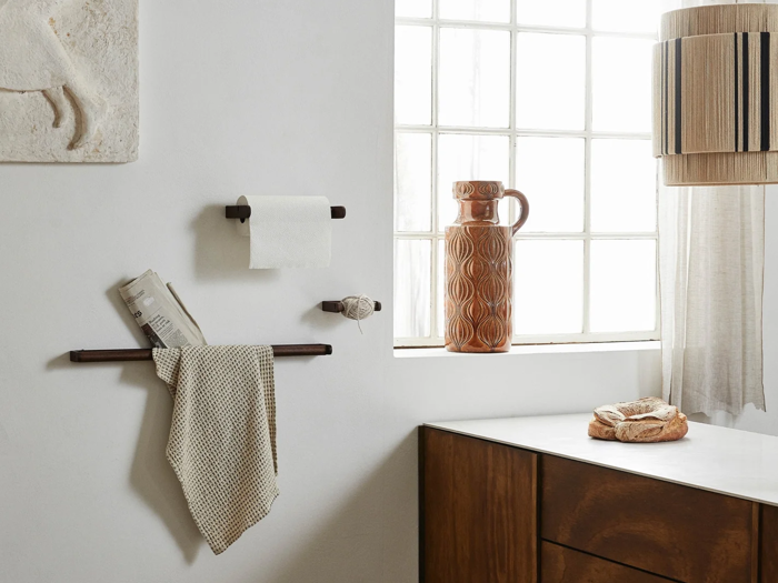 Nordal, ZATON, Håndklæddestang, Akacietræ, Natur, B:7 x L:65 x H:2,5 cm