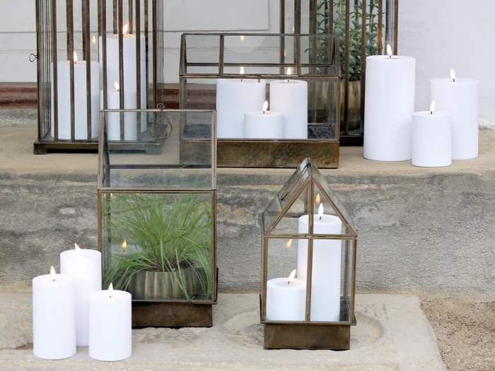 Chic Antique, LED, Bloklys, Udendørs, Hvid, PP, H:25 x Ø:10 cm