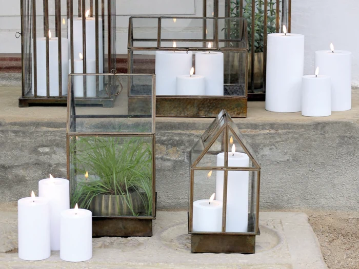 Chic Antique, LED, Bloklys, Udendørs, Hvid, PP, H:30 x Ø:10 cm